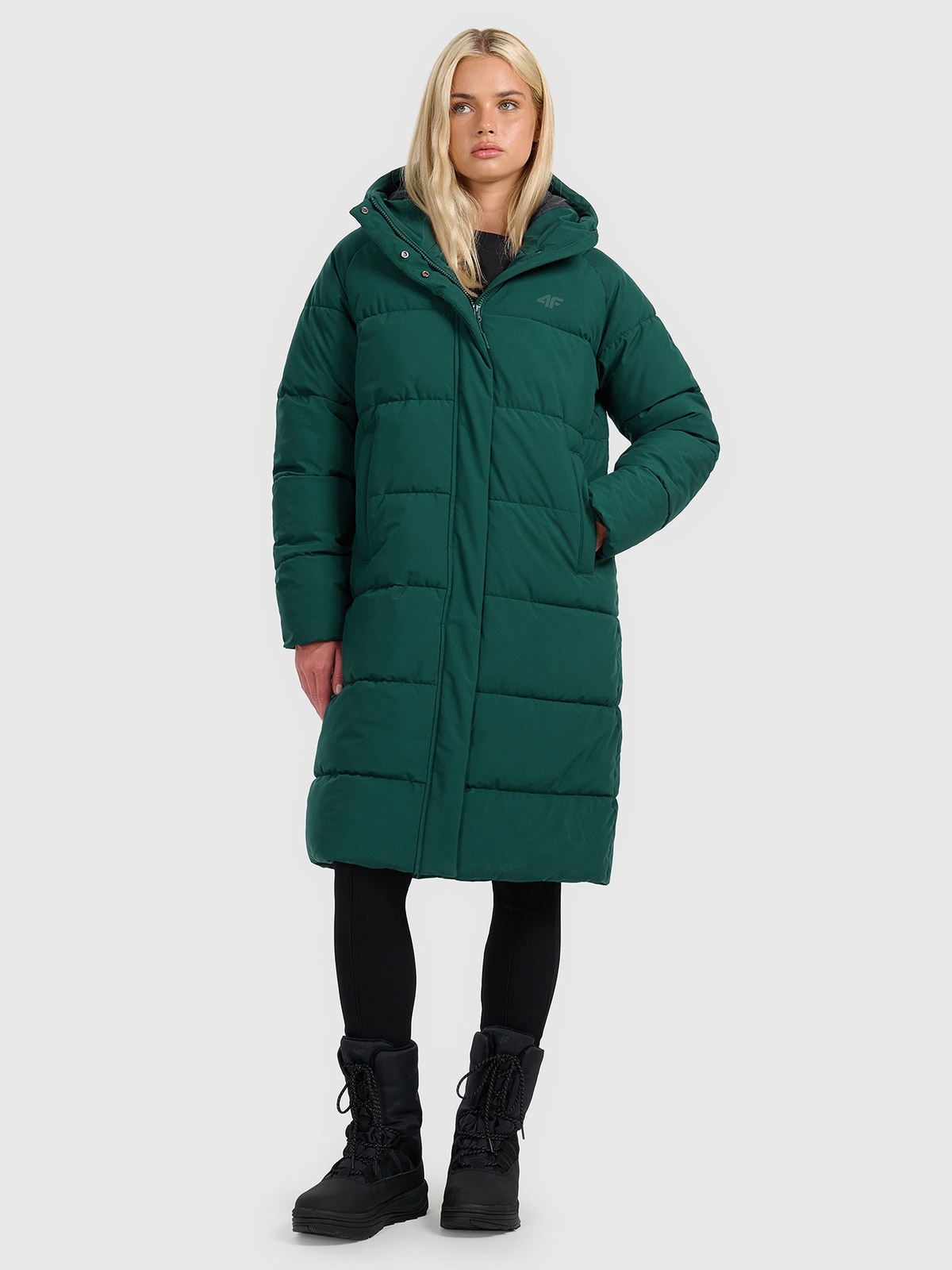 Moteriškas paltas su sintetiniu kamšalu - žalias