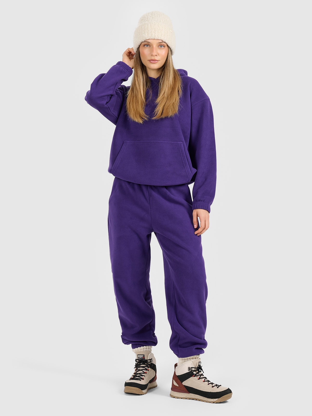 Moteriškos sportinės fliso kelnės - violetinės