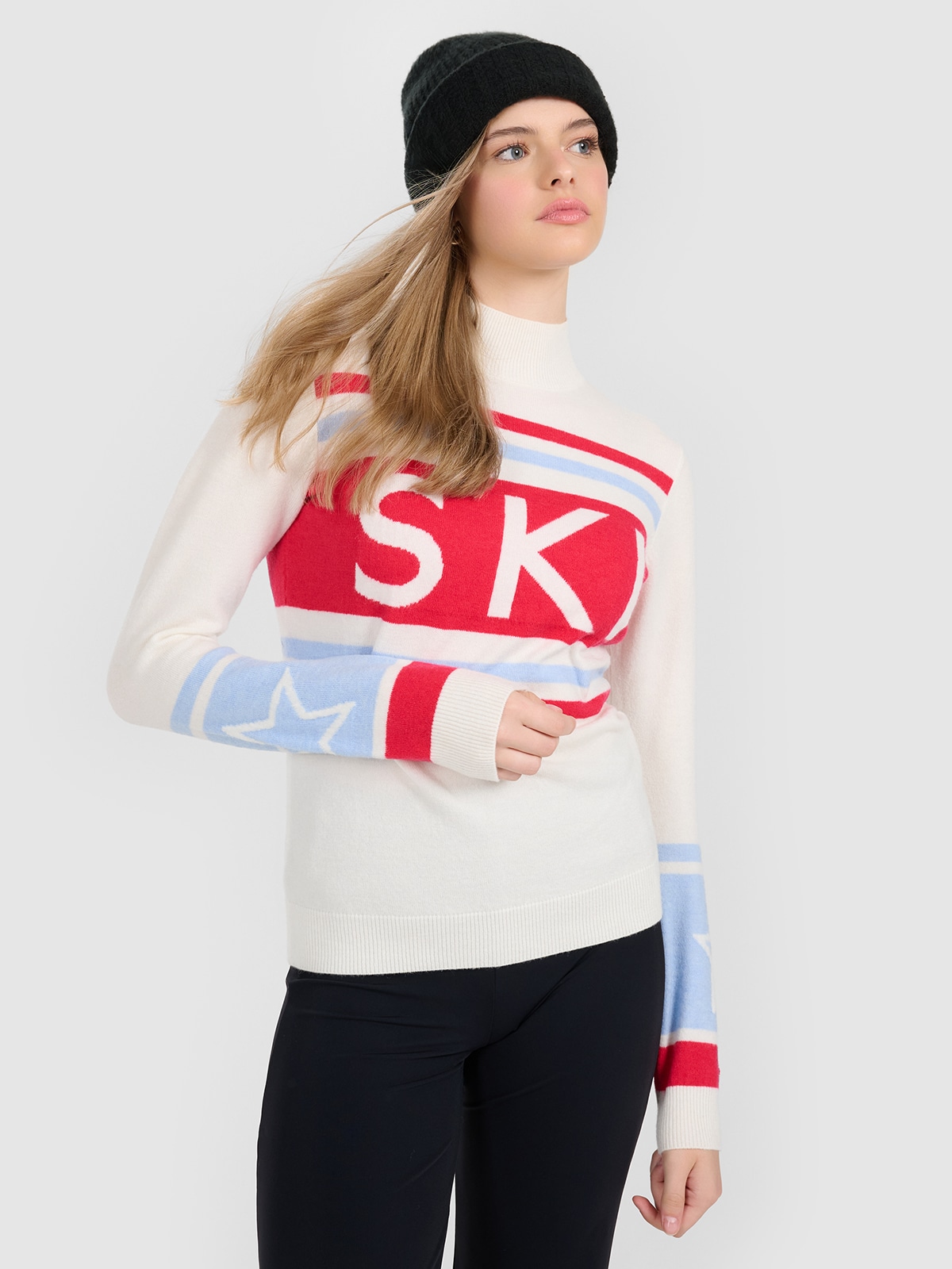 Moteriškas golfas su vilna - baltas