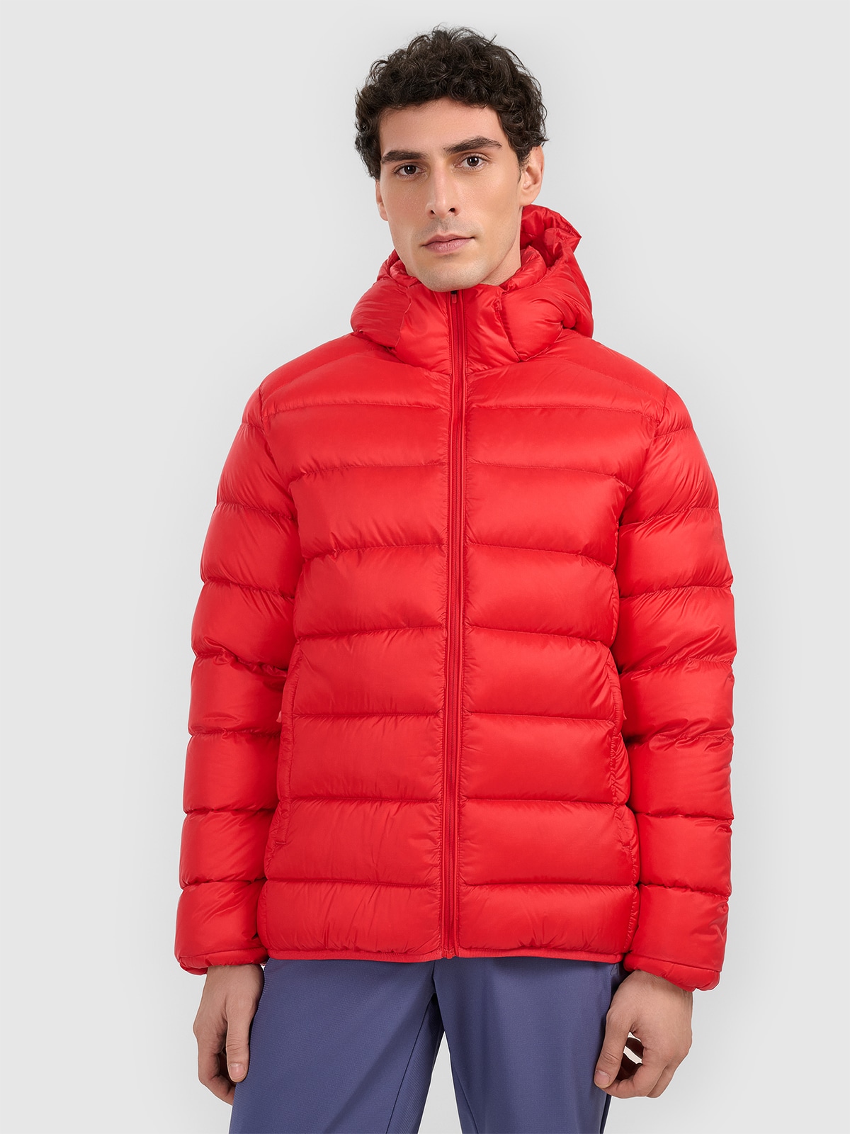 Vyriška žygio striukė su natūraliu pūkų užpildu - raudona