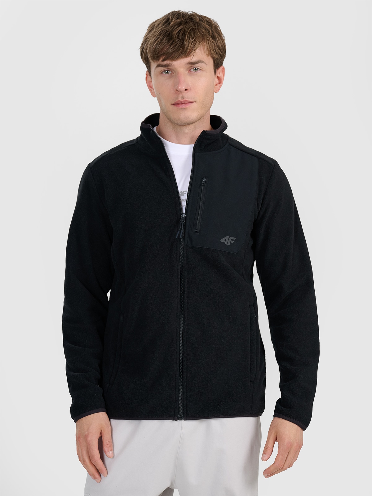 Vyriškas regular flisas su apykakle -  juodas