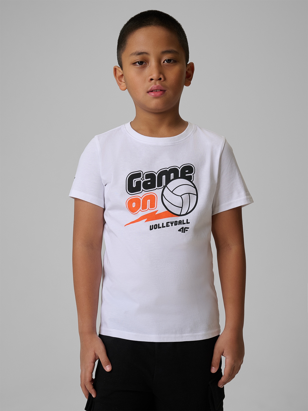 Reguliarus marškinėliai su spauda berniukams - balti