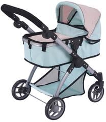 Lėlių vežimėlis 9620, 2in1, juoda sp./žydra sp.