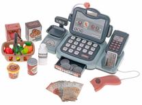 Žaislinės parduotuvės rinkinys, kasos aparatas ir prekių vežimėlis Happy Shopping, įvairių spalvų