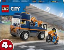 Konstruktorius „LEGO® City“ motociklų transporteris, žaislas ir 2 minifigūrėlės, 60491, 88 vnt.