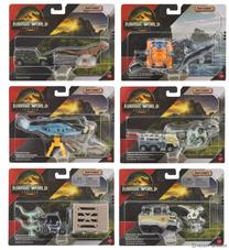  Žaislinių transporto priemonių rinkinys su dinozaurais Mattel Matchbox Jurassic World Rebirth JGL74, (spalva/dizainas parenkami atsitiktine tvarka)