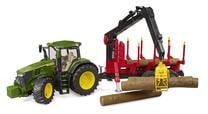  Žaisliniai traktoriai su priedais Bruder John Deere 7R 350 With Forest Trailer BR-03154, 1:16, įvairių spalvų