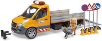  Statybos transporto priemonės Bruder MB Sprinter Municipa 02677, 1:16, geltona sp./pilka sp.