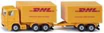  Žaislinis sunkvežimis Siku DHL Truck with Trailer S1694, raudona sp./geltona sp.