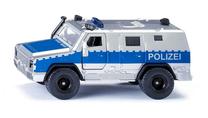  Žaislinė policijos mašina Siku Rheinmetall MAN Survivor R 2304, mėlyna sp./sidabro sp.