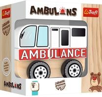  Žaislinis greitosios pagalbos automobilis Trefl Wooden Ambulance 61000, ruda sp./balta sp./juoda sp.