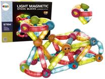 Magnetinis konstruktorius Lean Toys Magnetic Blocks Šviečiantys pagaliukai 14656, 76 vnt.