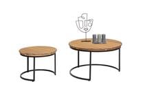 Lauko stalas Domoletti, juoda sp./medžio sp., 70 cm x 70 cm x 40 cm