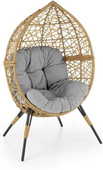 Lauko krėslas Oskar, medžio sp./šviesiai pilka sp., 55 cm x 91 cm x 150 cm