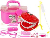 Žaislinis daktaro rinkinys, odontologo rinkinys Lean Toys Mini Medical, raudona sp./rožinė sp.
