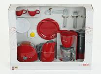 Žaislinė buitinė technika, virtuvės prietaisų rinkinys Klein Bosch Breakfast Set, raudona sp./pilka sp.