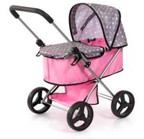 Lėlių vežimėlis Bayer Go 14966A, rožinė sp./pilka sp.