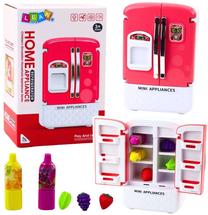 Žaislinė buitinė technika, šaldytuvas Lean Toys Home, balta sp./rožinė sp.