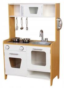 Vaikiška virtuvėlė EcoToys, ruda sp./balta sp.