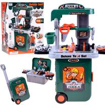 Žaislinis meistro įrankių rinkinys, meistro darbo stalas Deluxe 3in1, žalia sp./oranžinė sp./pilka sp.