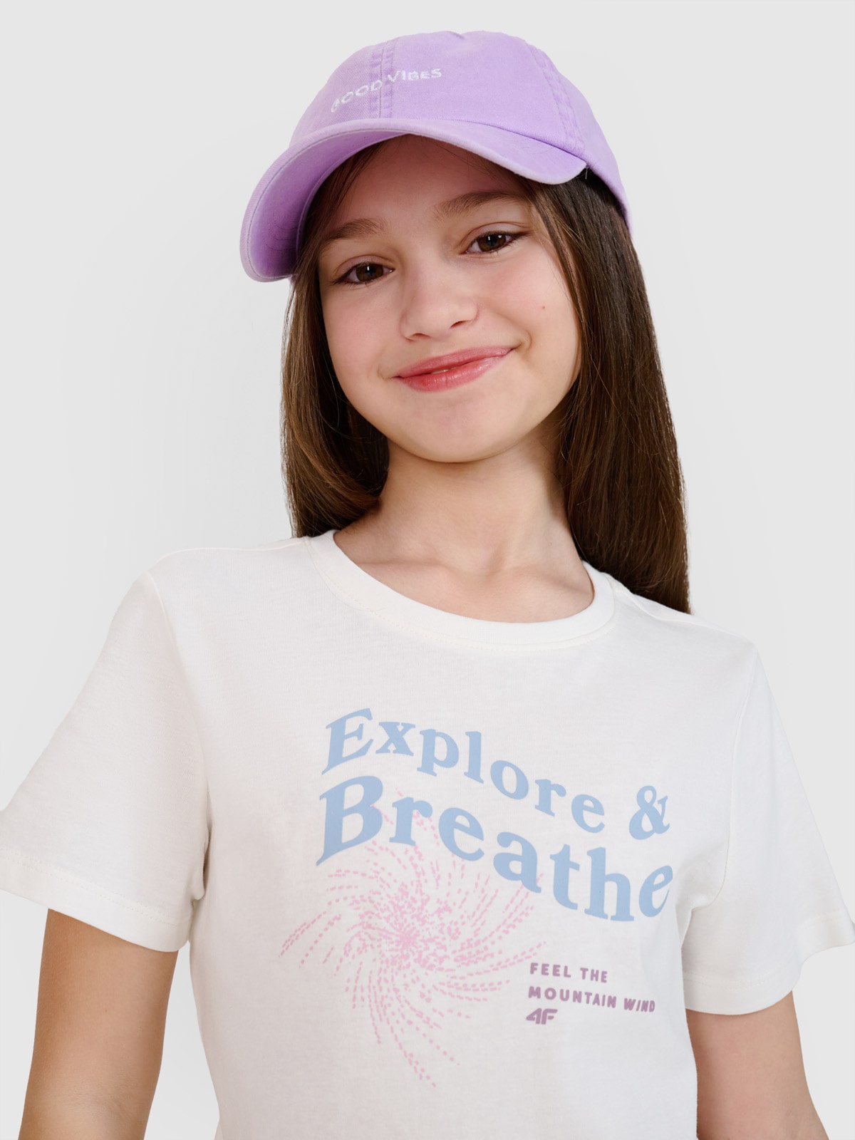 T-shirt regular marškinėliai su spauda mergaitėms - balti