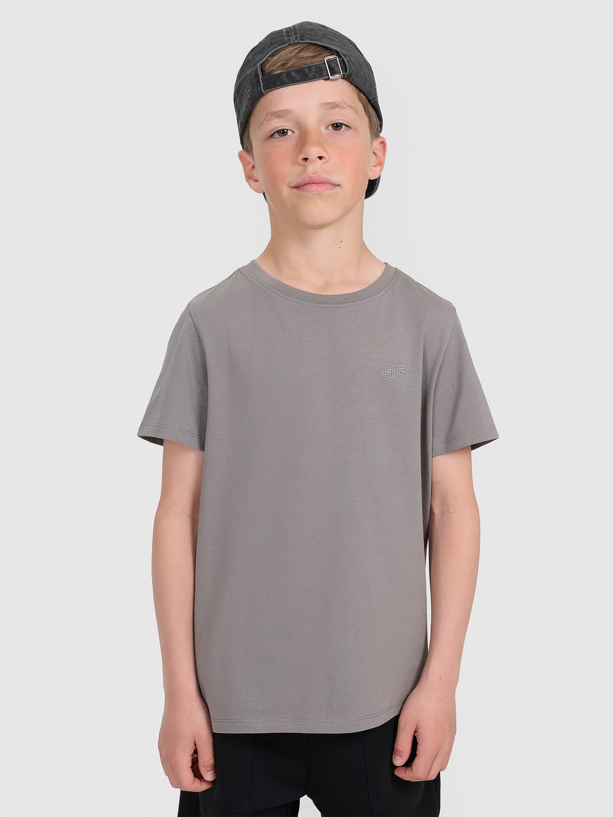 T-shirt regular lygus marškinėliai berniukams - pilki