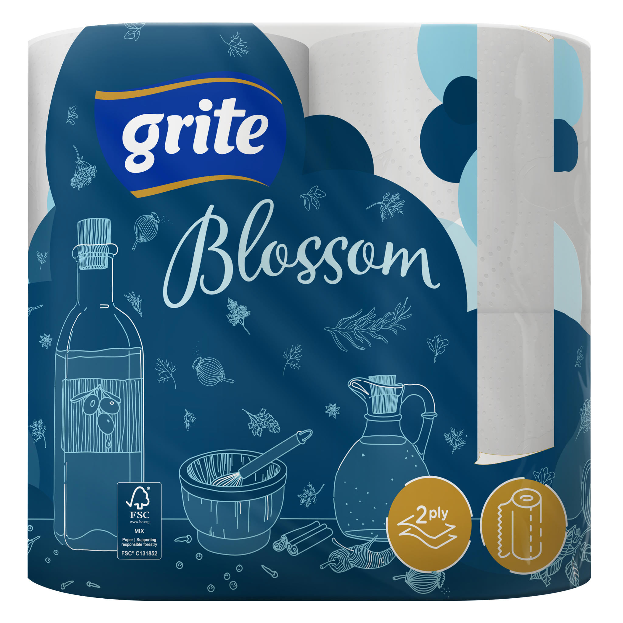 Popieriniai rankšluosčiai GRITE BLOSSOM, 2 vnt., 2 vnt.