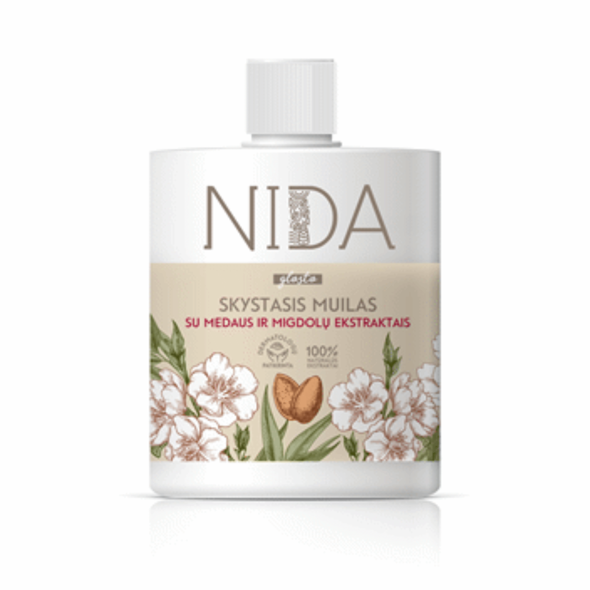 Skystasis muilas NIDA su medaus ir migdolų ekstraktu, papil., 500 ml