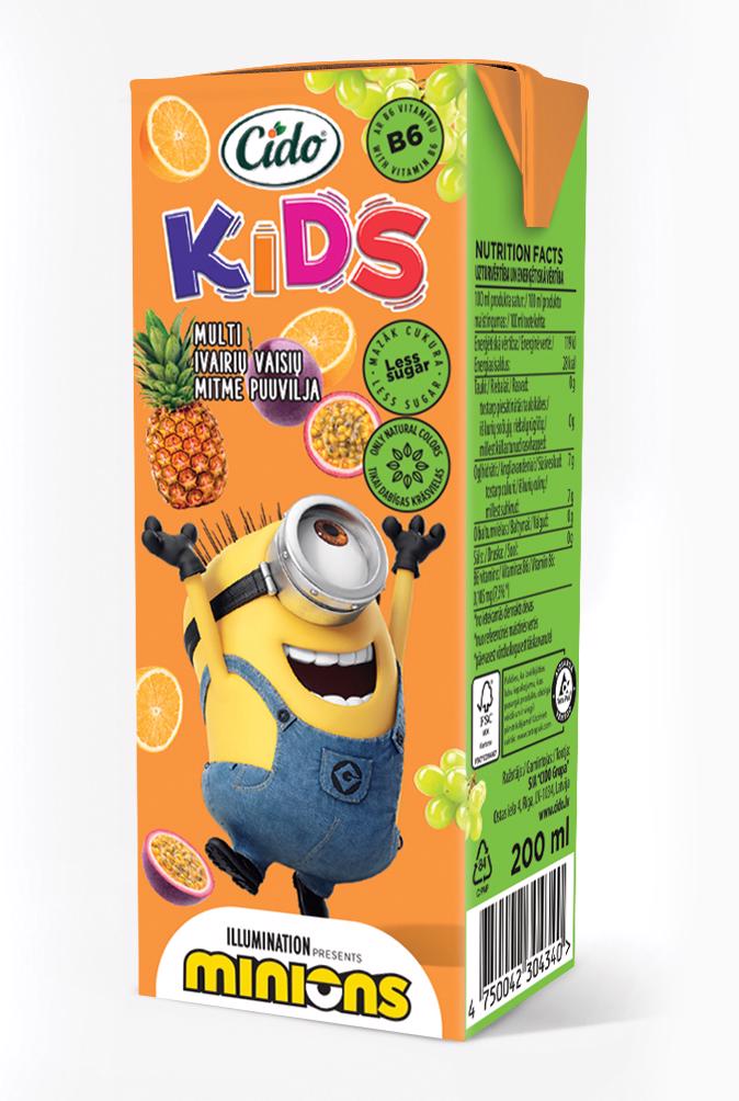 Gaivusis gėrimas CIDO ZOO su įvairių vaisių sultimis, 200 ml