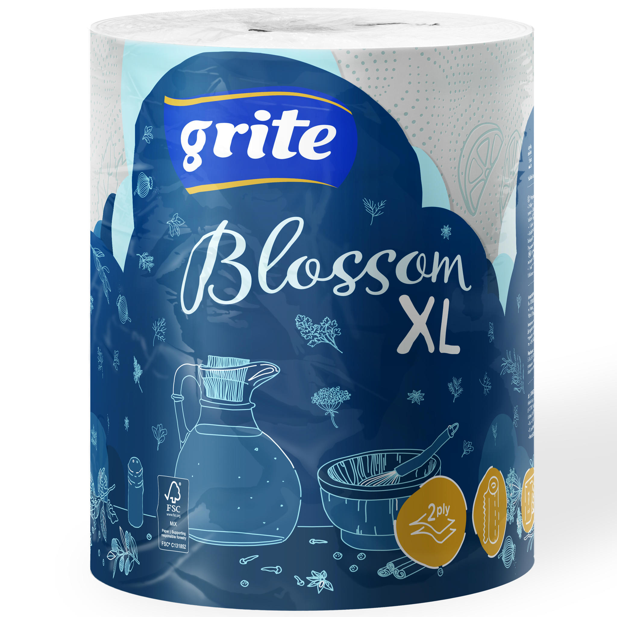 Popieriniai rankšluosčiai GRITE BLOSSOM XL (2 sl.), 1 vnt.