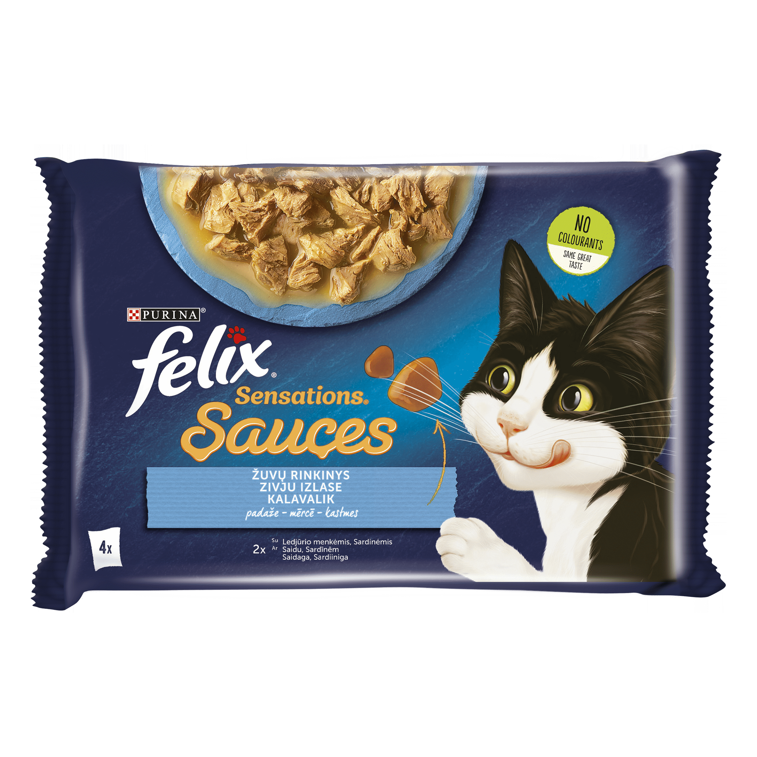 Konserv. kačių ėdalas FELIX su žuvimi padaže,4x85g, 340 g