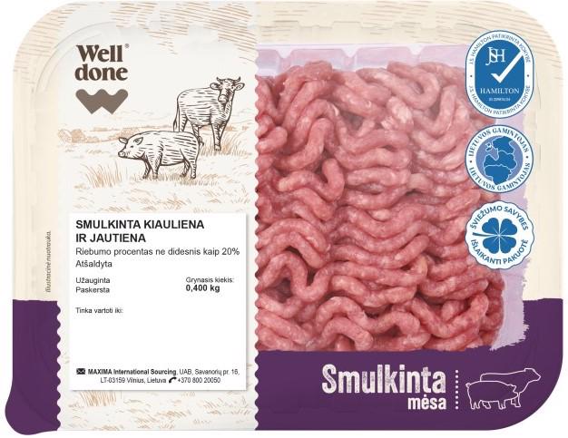 Liet. smulk. kiauliena ir jautiena, rieb. ne did. kaip 20 %, 400 g