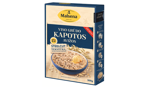 Visų grūdo dalių avižos MALSENA (kapotos), 500 g