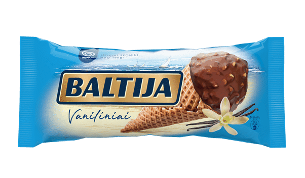 Vaniliniai ledai BALTIJA VANILLA su riešutais, 95 g