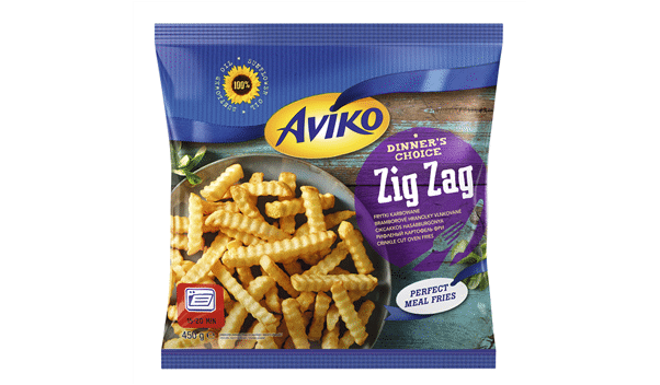 Šaldytos apkeptos banguotos bulvių lazdelės AVIKO ZIG ZAG, 450 g