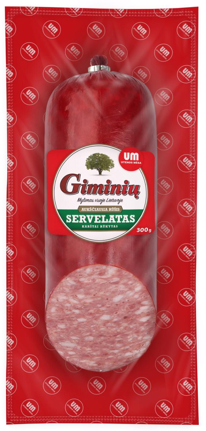 Karštai rūkytas GIMINIŲ servelatas, pjautas, a. r., 300 g
