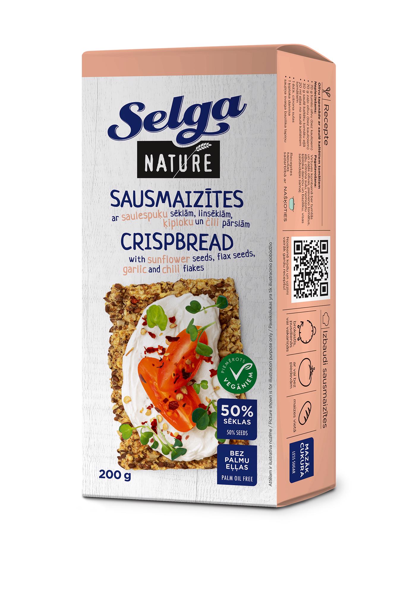 Duonos traškučiai SELGA NATURE su sėkl. ir aitr. paprikomis, 200 g