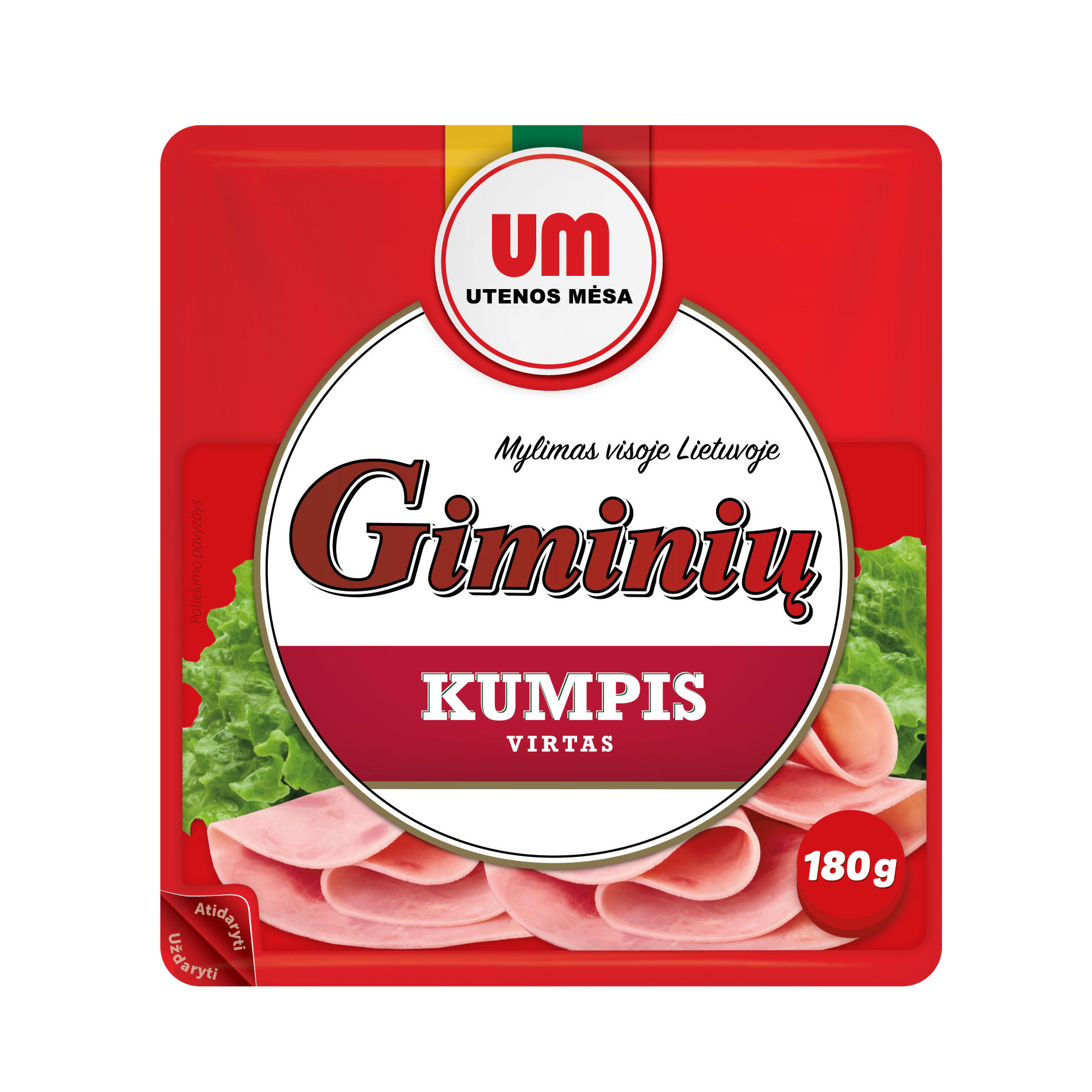 Virtas pjaustytas GIMINIŲ kiaulienos kumpis, I r., 180 g