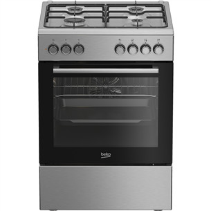 Beko, 66 L, width 60 cm, silver - Gas cooker with electric oven