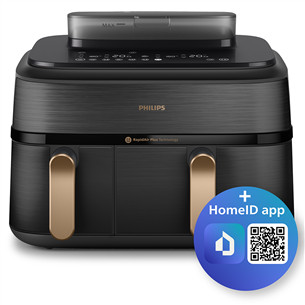 Philips 5000 Series Dual Basket, 2750 W, 9 L, juoda - Karšto oro gruzdintuvė NA552/00