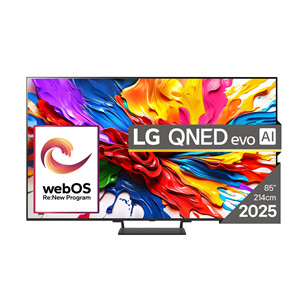 LG QNED93 evo AI, 85'', 4K UHD, QLED, Mini LED, juodas - Televizorius 85QNED93A6A.AEUQ