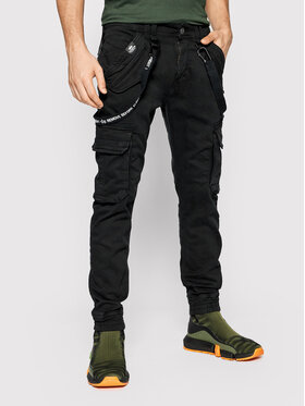Alpha Industries Medžiaginės kelnės · Juoda · Slim Fit