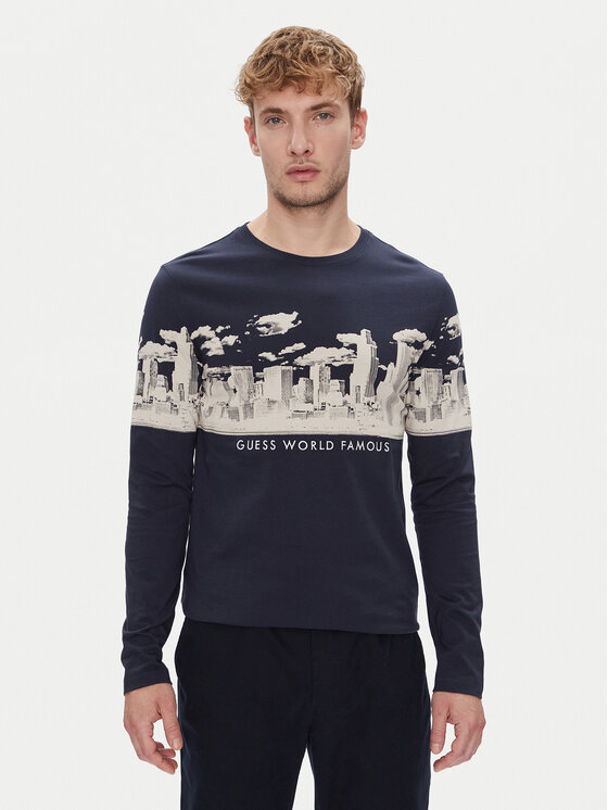 Guess Marškinėliai ilgomis rankovėmis · Tamsiai mėlyna