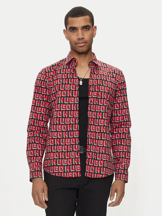 HUGO Marškiniai · Raudona · Slim Fit