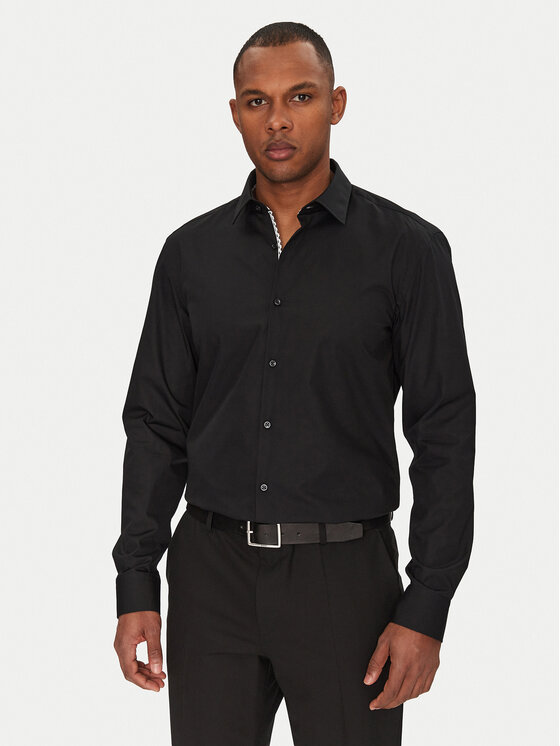 HUGO Marškiniai · Juoda · Slim Fit