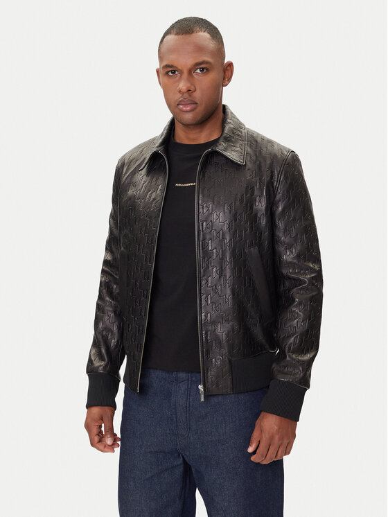 KARL LAGERFELD Odinė striukė · Juoda