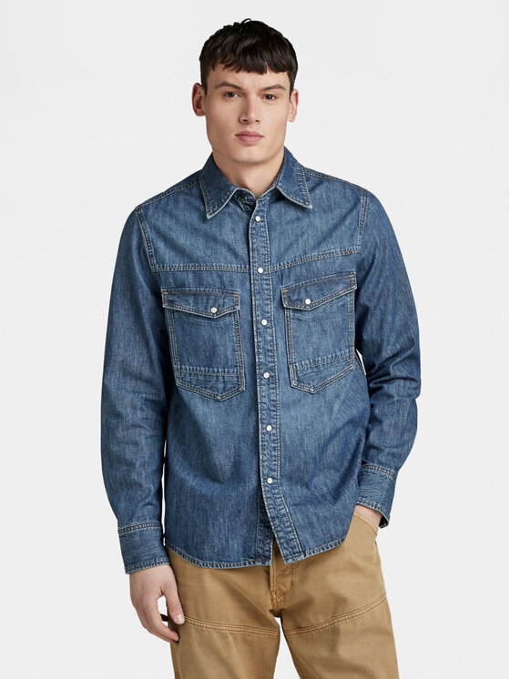 G-Star Raw džinsiniai marškiniai  · Mėlyna · Regular Fit