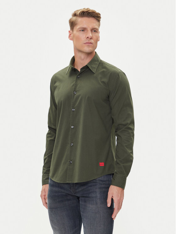 HUGO Marškiniai · Žalia · Slim Fit