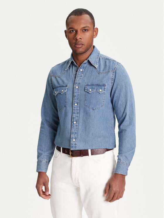 United Colors Of Benetton džinsiniai marškiniai  · Mėlyna · Regular Fit