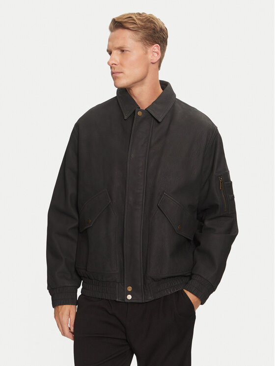 HUGO Odinė striukė · Juoda